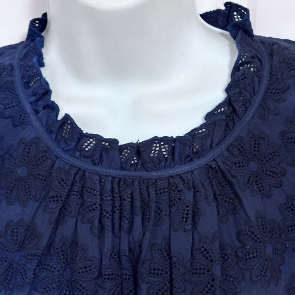 Crown & Ivy Navy Raised Floral Design Cap Sleeves 3 Tiers Dress Plus Sz 2 X - Picture 3 of 12